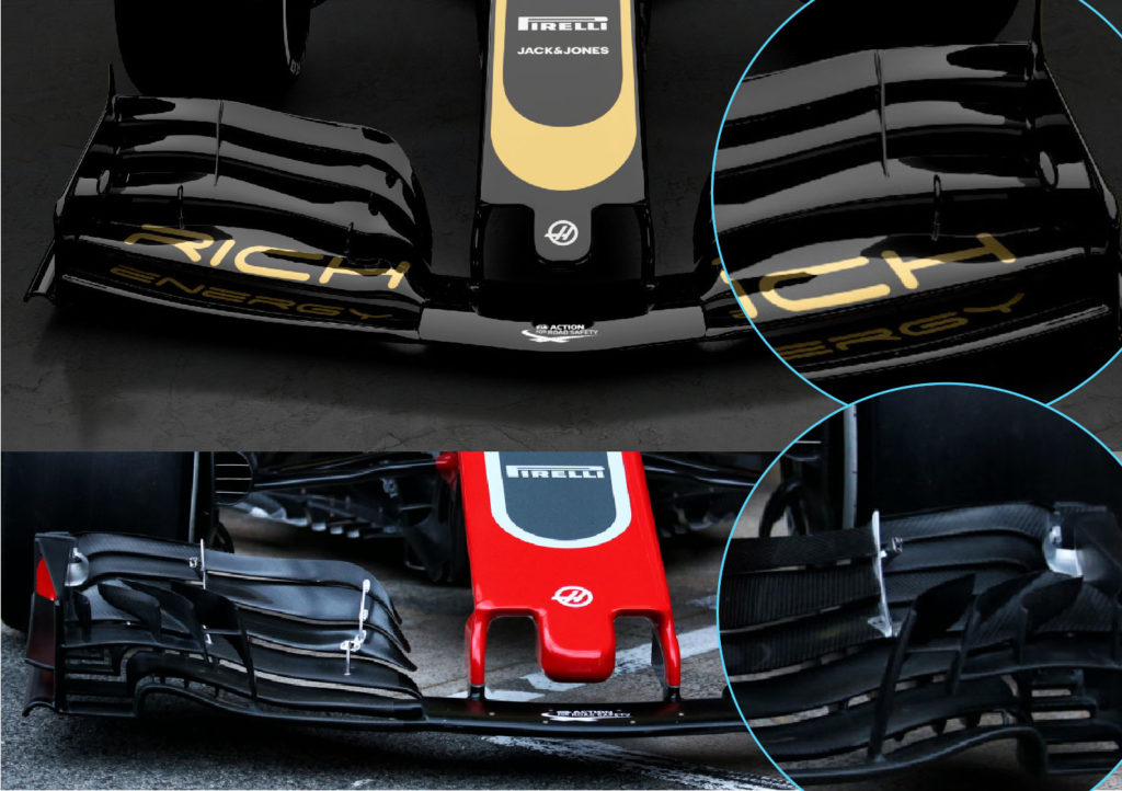 Haas VF-19 Front Wing Comparison