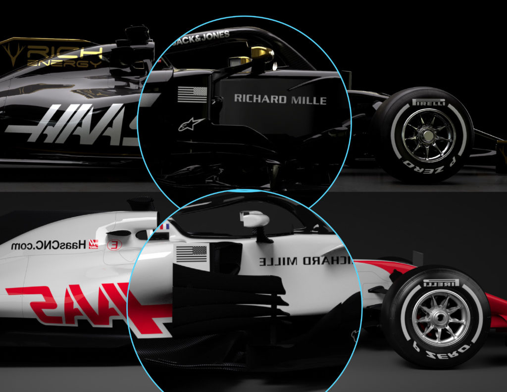 Haas VF-19 Side Comparison Bargeboards