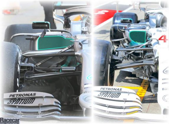 Mercedes W11 sidepod comparison