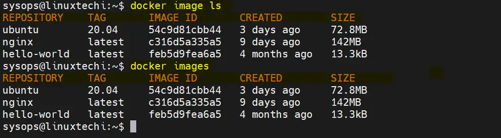 Docker-Images-Command-Output